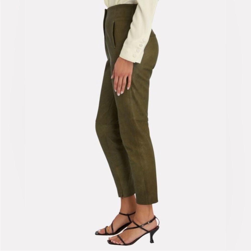 Veronica Beard Sethe Green Moto 100% Lamb Leather Pants size 4 chic 90s feminine - Picture 13 of 14